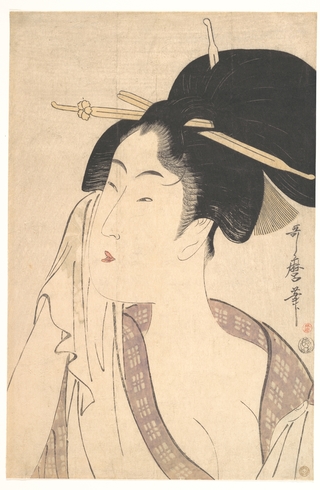 キャプション:喜多川歌麿・作、メトロポリタン美術館蔵